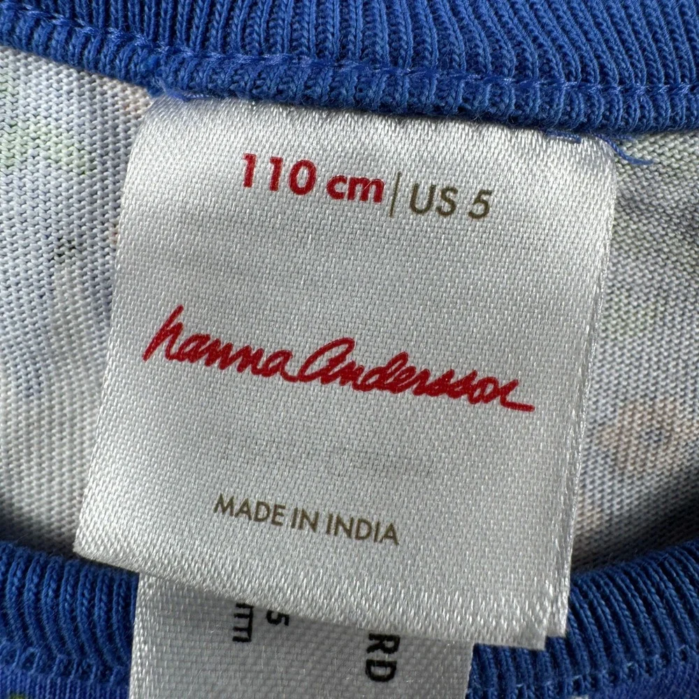Hanna Andersson Pocket Dress Youth 5 Blue Unicorn Floral Cotton Casual Everyday